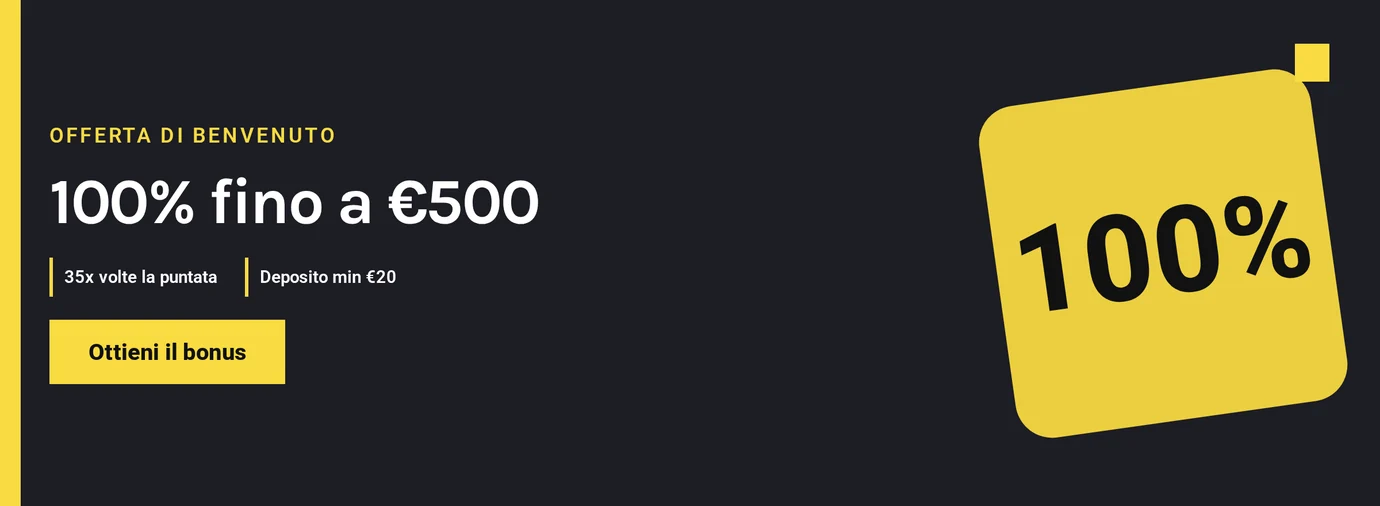 Attiva offerta benvenuto 100%