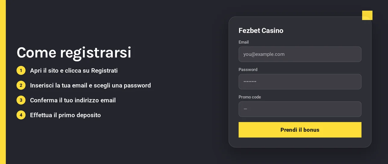 Completa modulo iscrizione casino.